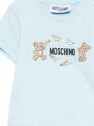 T-shirt per neonati Moschino Kids azzurra con stampa Teddy sul davanti MUM04MLAA01 40304 MOSCHINO KIDS 