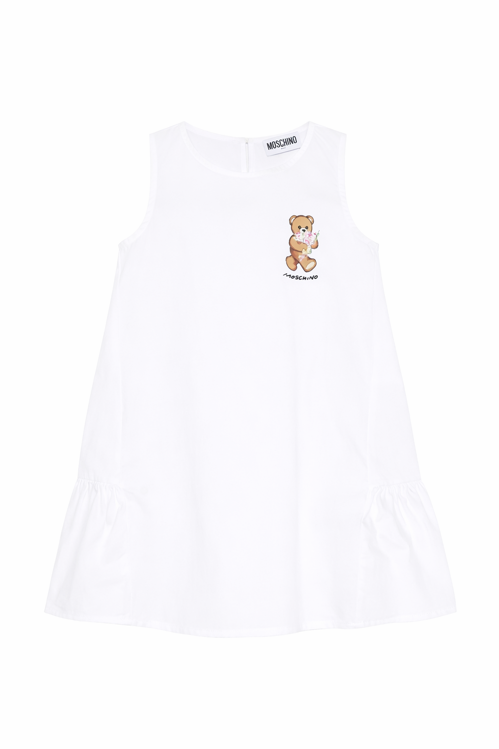 Abito per bambina Moschino Kids bianco con stampa Teddy Bear HDV0HELLA10 10101 MOSCHINO KIDS 