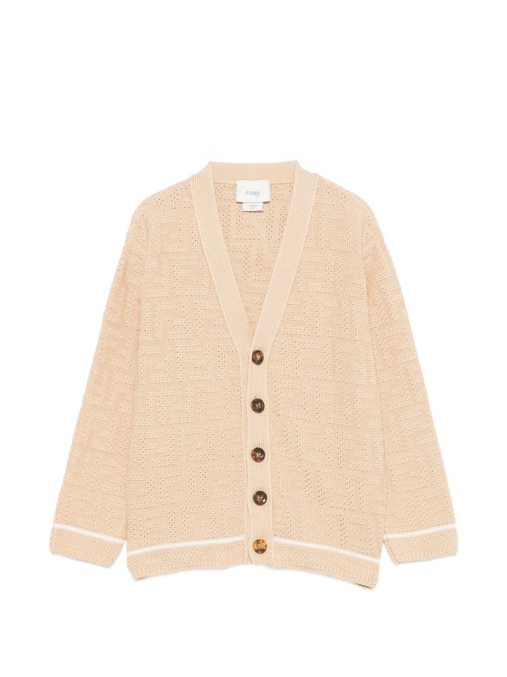 Cardigan per bambino Fendi Kids beige con lavorazione in pointelle JUG221 AJ8T F1UCS FENDI KIDS 