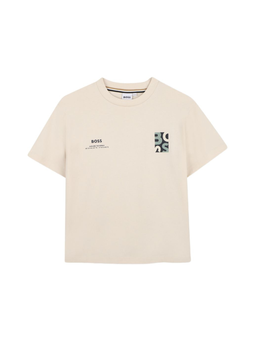 T-shirt per bambino Boss Kids beige con dettaglio logo J52974 21C BOSS KIDS 