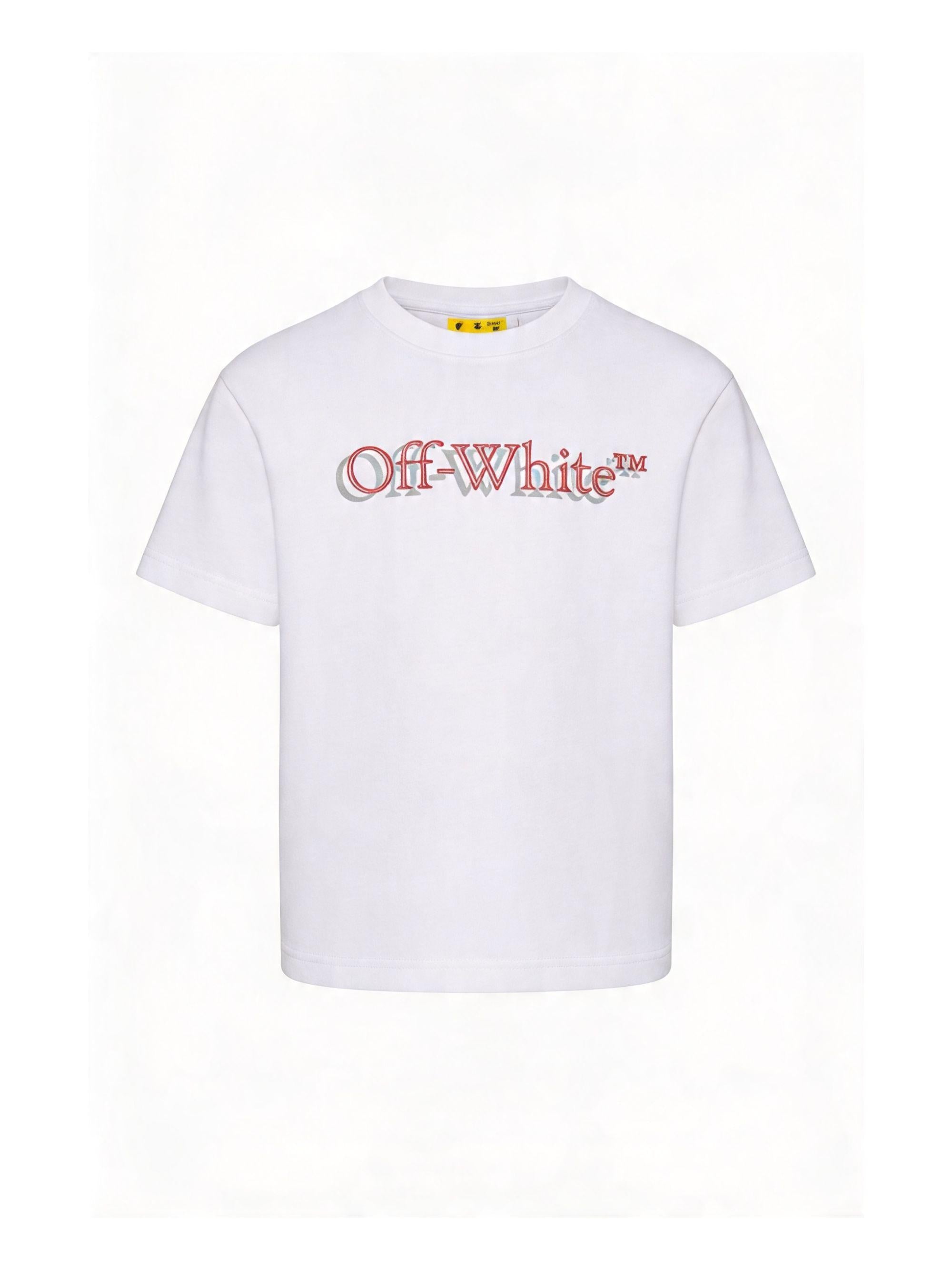 T-shirt per bambina Off-White Kids bianca con logo sul davanti 44GAA001S26J001 100 OFF WHITE KIDS 