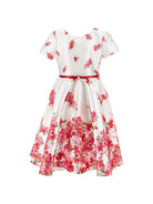 Abito per bambina Monnalisa bianco con motivo a fiori con cintura 71G910 7610 0001 MONNALISA KIDS 