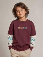 Felpa per bambino Missoni Kids bordeaux con maniche a contrasto MZ4H30 Z3183 530 MISSONI KIDS 