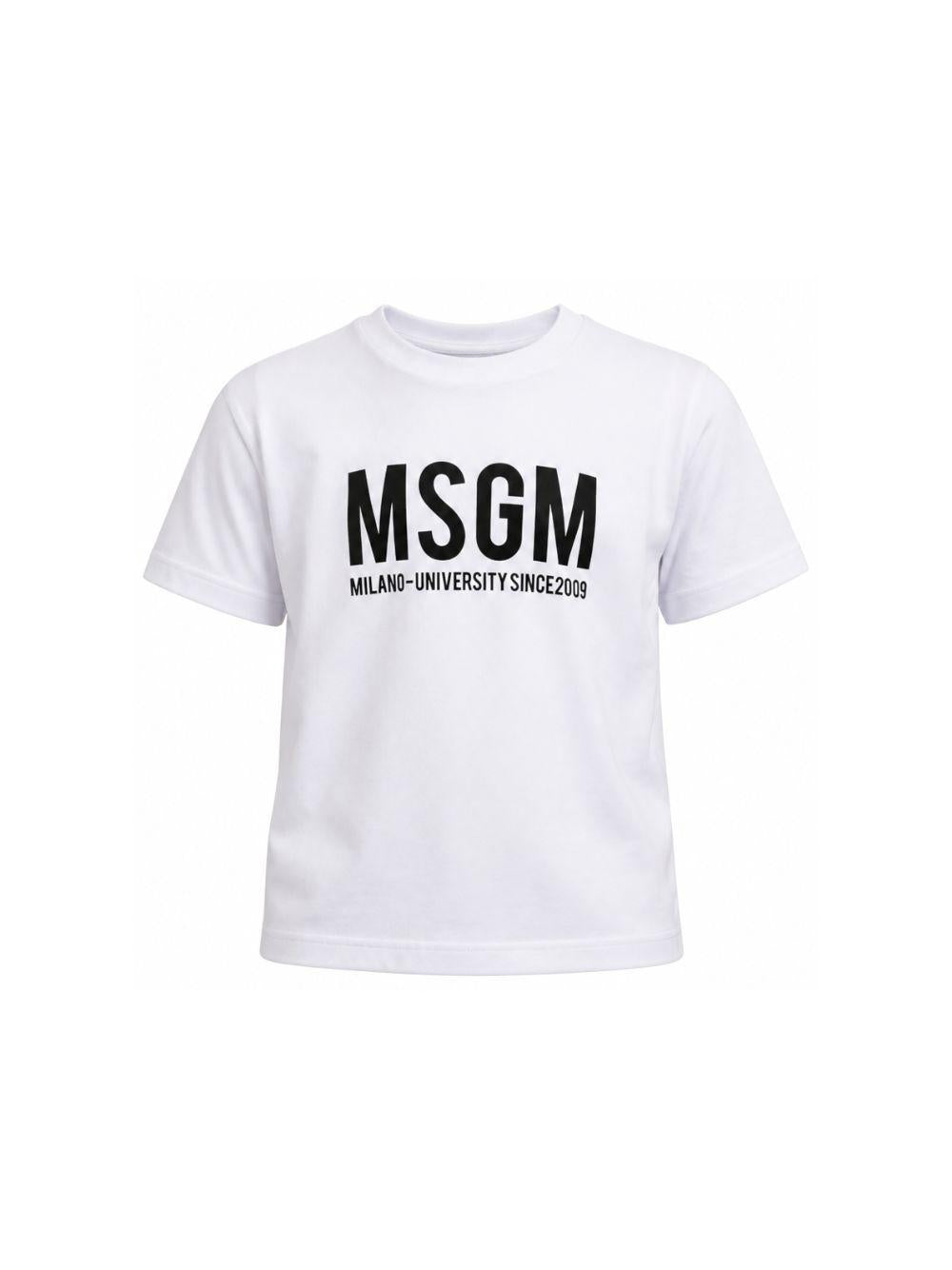 T-shirt per bambino MSGM Kids bianca con stampa logo S6MSJUTH051 001 MSGM KIDS 