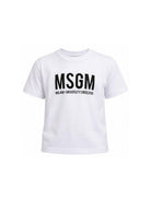 T-shirt per bambino MSGM Kids bianca con stampa logo S6MSJUTH051 001 MSGM KIDS 