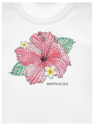 T-shirt per bambina Monnalisa x Disney bianca con stampa fiore ibisco 19H631 8004 0099 MONNALISA KIDS 