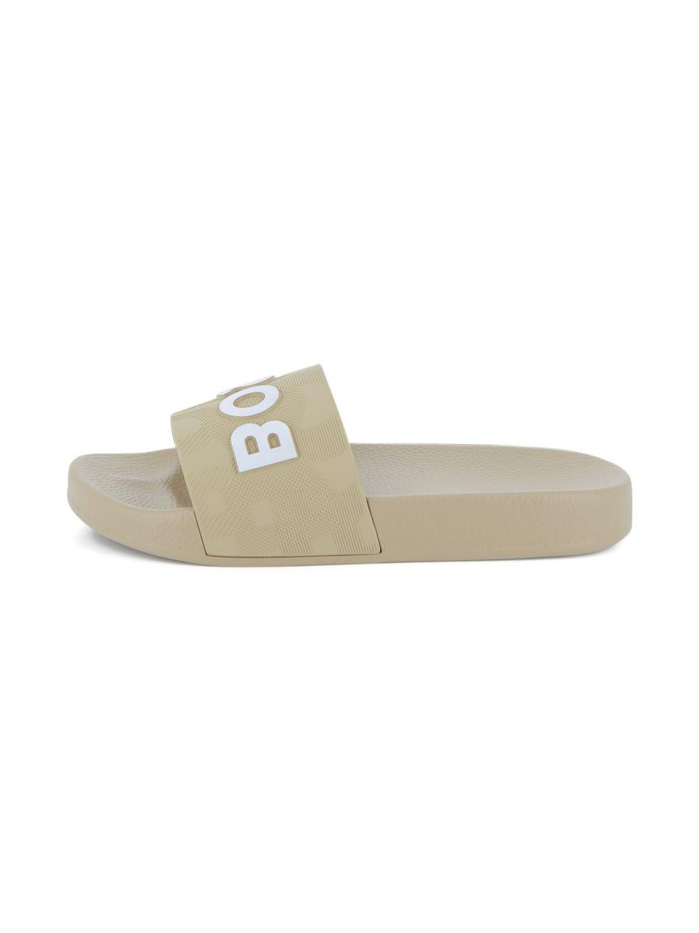 Ciabatte per bambino Boss Kids beige con dettaglio con logo J52799 249 BOSS KIDS 