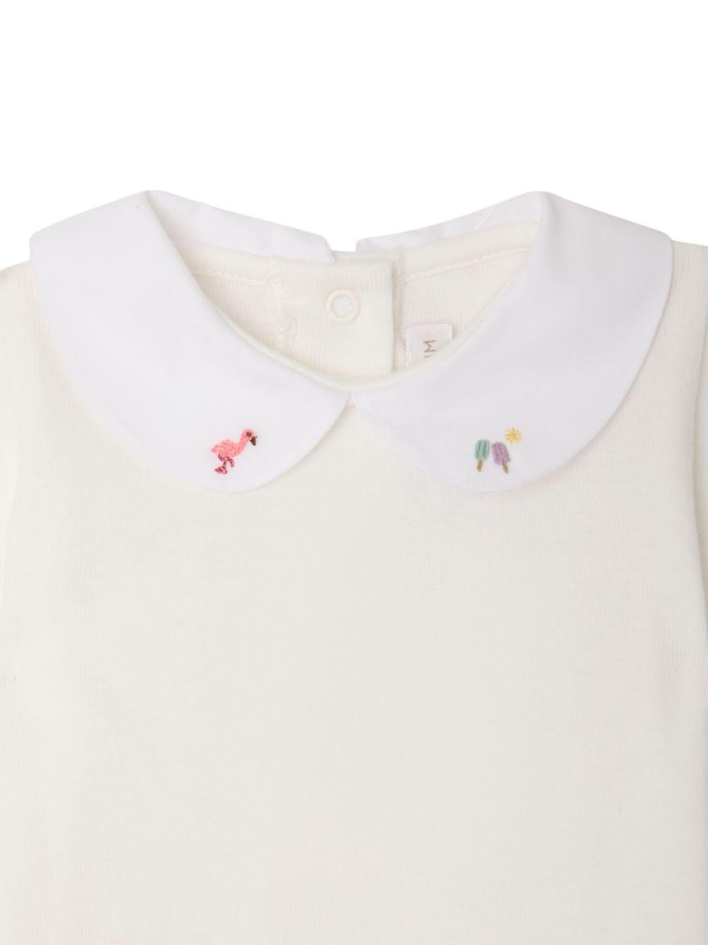 Tutina per neonati Bonpoint bianca con colletto ricamato C06NUNK00001 002 BONPOINT KIDS 