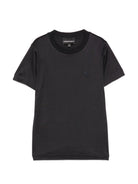 T-shirt per bambino Emporio Armani Kids blu con patch lettere EB001644 AF10127 UB118 EMPORIO ARMANI KIDS 