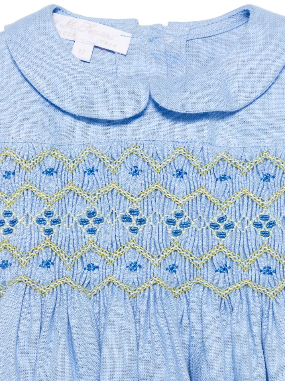 Abito per neonata Mariella Ferrari azzurro con inserto con punto smock ATC3 054 MARIELLA FERRARI 