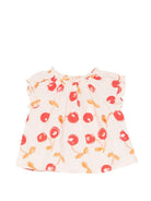 Blusa per neonata Bonpoint beige con stampa ciliegie all-over S06XBLW00012 603A BONPOINT KIDS 