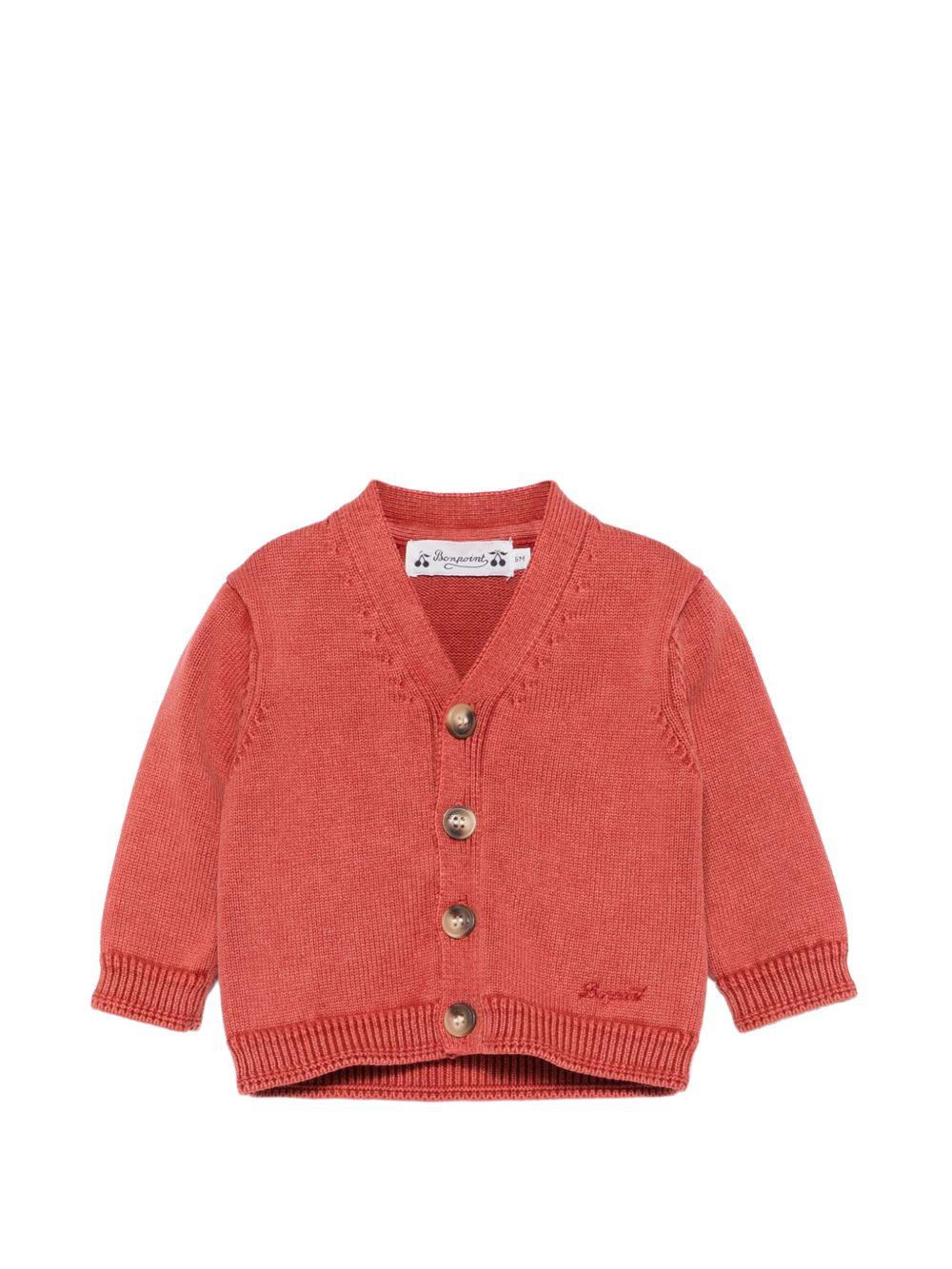 Cardigan per neonato Bonpoint arancione con chiusura con bottoni S06YCAK00009 151D BONPOINT KIDS 