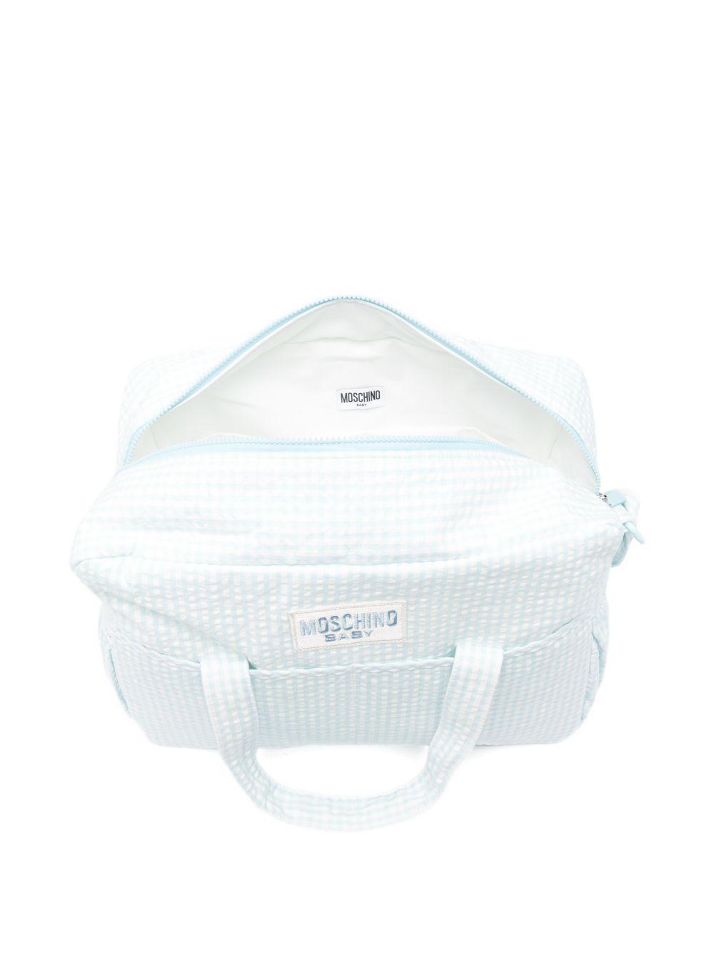 Borsa fasciatoio per neonato Moschino Kids azzurra con motivo a quadri MMX056LZE10 83675 MOSCHINO KIDS 