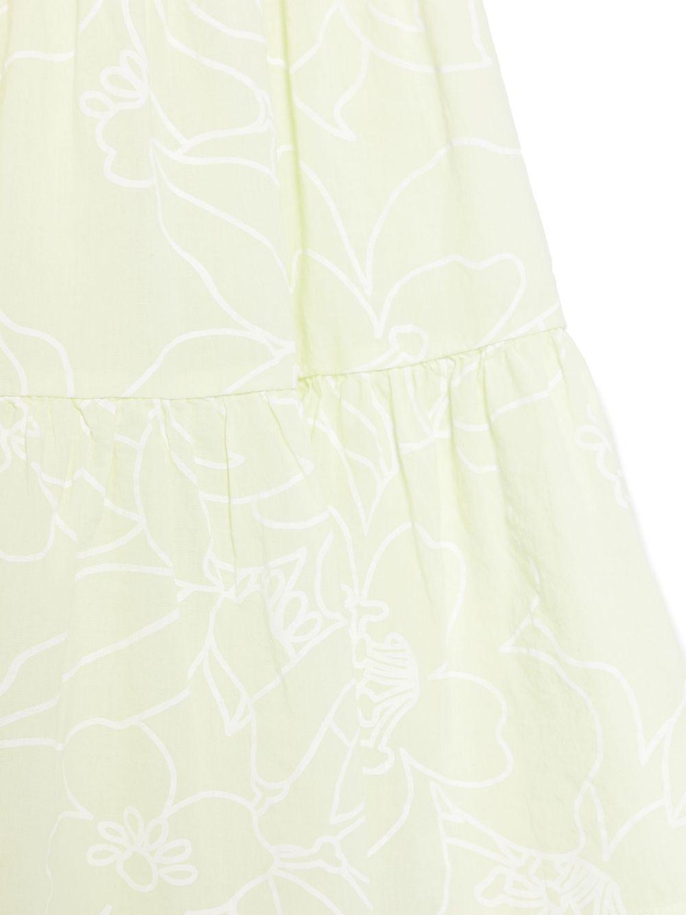 Abito per bambina Il Gufo verde a fiori con maniche corte a palloncino P25VM786C6068 515 IL GUFO 