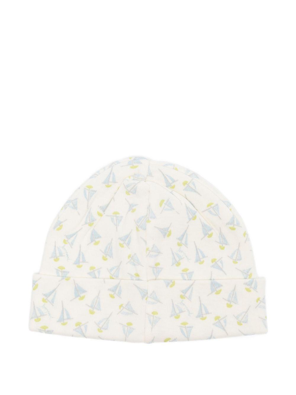 Cappello per neonato Bonpoint bianco con stampa barchette all-over S06OACK00003 614B BONPOINT 