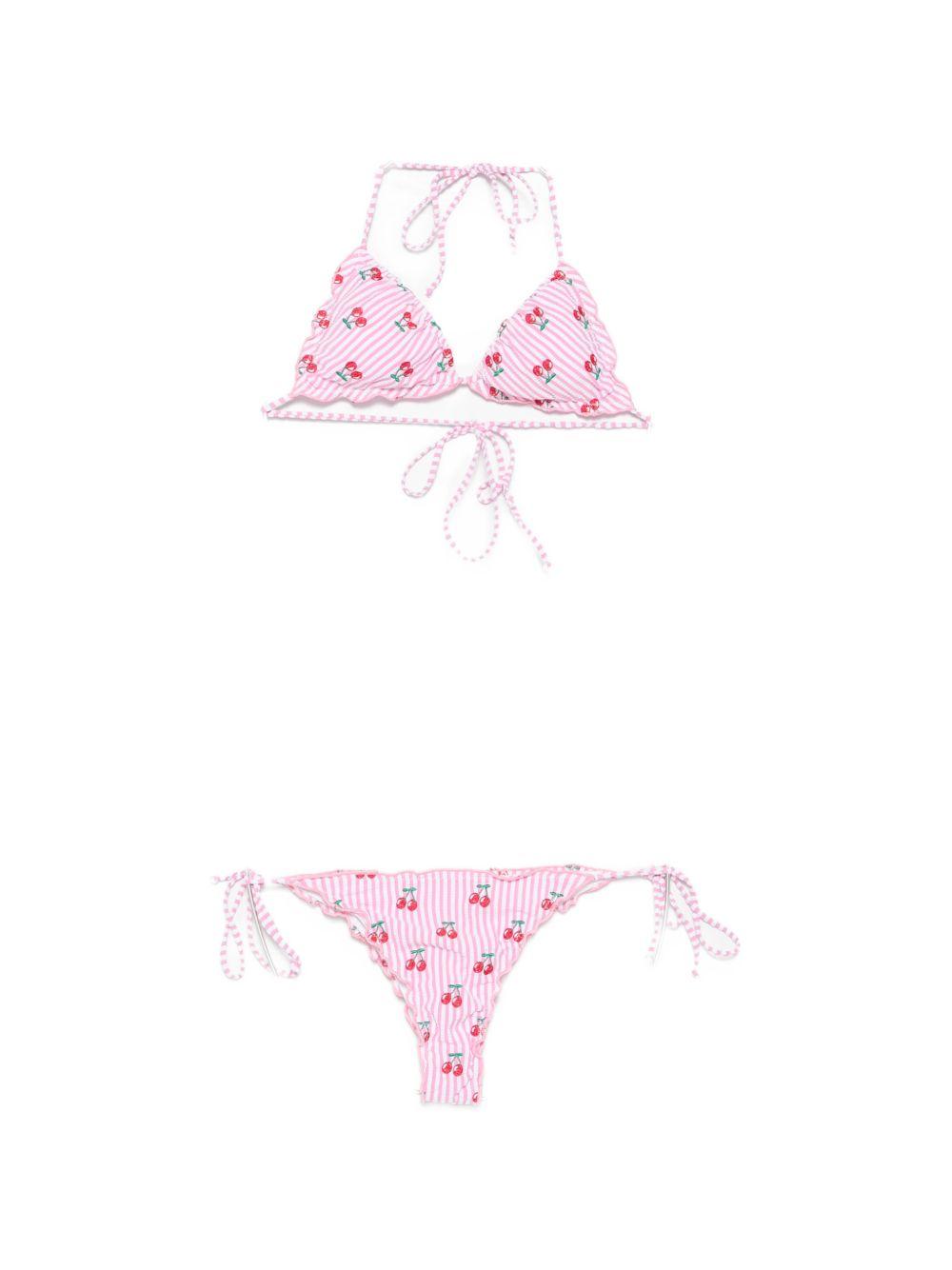 Bikini a righe MC2 Saint Barth rosa con stampa ciliegie all-over SAGI001 09377L MC2 ST. BARTH 