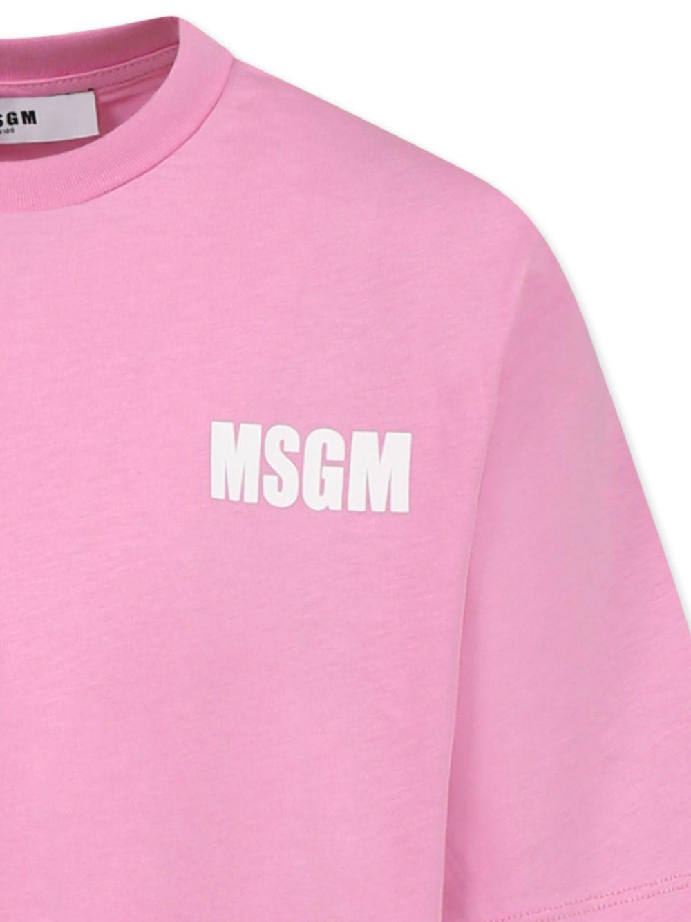 Abito con logo per bambina MSGM Kids rosa con stampa sul retro S5MSJGDR077 MS003 MSGM KIDS 