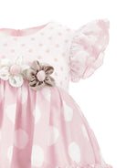 Abito per neonata Monnalisa rosa con stampa a pois 31G908 7662 9001 MONNALISA 