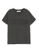 T-shirt per bambino Golden Goose Kids grigia con logo in rilievo GKP02441P002243 60278 GOLDEN GOOSE KIDS 