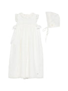 Abito battesimale per neonati Paz Rodriguez bianco con volant in pizzo con cuffia 008-153267 60 PaZ RODRIGUEZ KIDS 