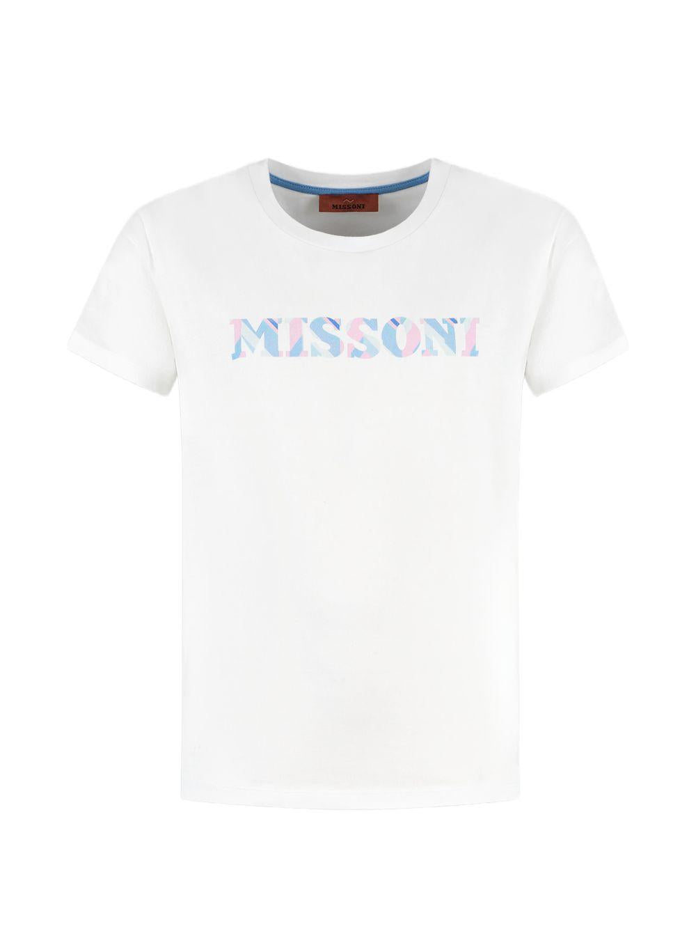 T-shirt per bambina Missoni Kids bianca con logo sul davanti MY8A41 Z3672 100 MISSONI KIDS 