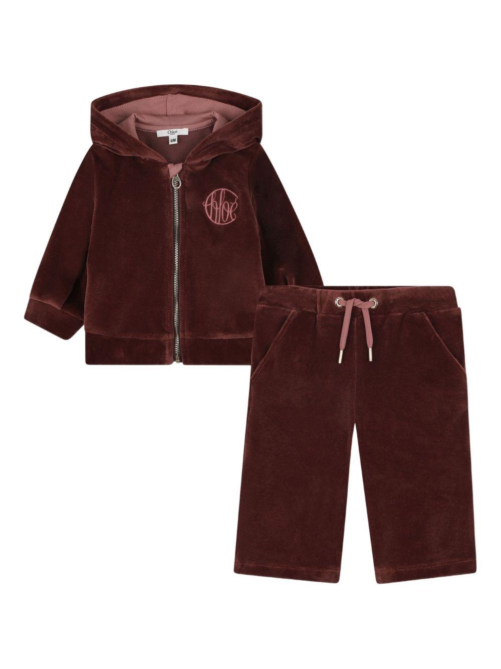 Set tuta sportiva per neonata Chloé Kids rosso con logo ricamato C20722 958 CHLOE' KIDS 