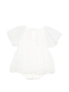 Abito per neonata Elisabetta Franchi bianco con decorazione con perline ENPG0590TU005 0004 ElISABETTA FRANCHI KIDS 