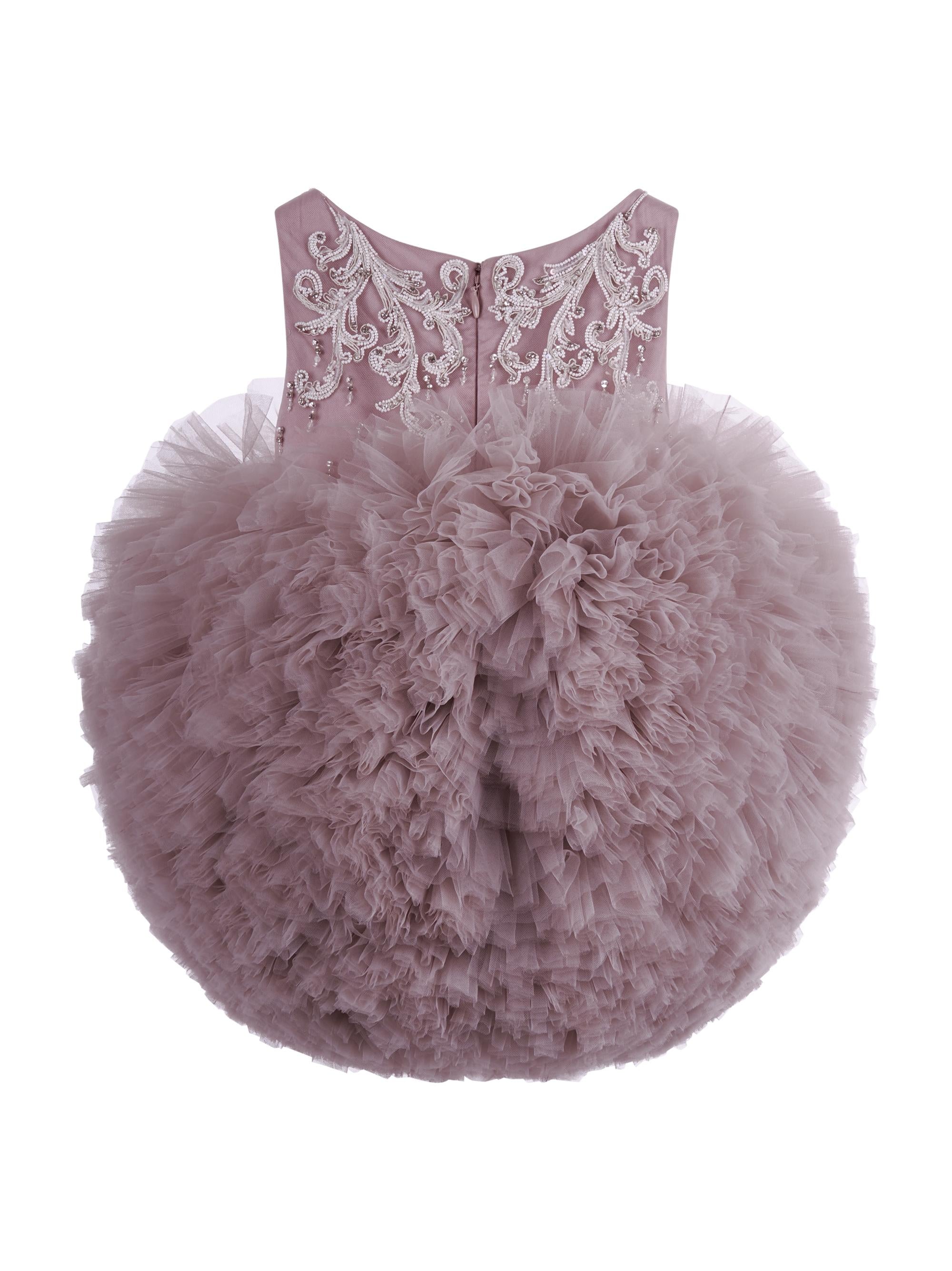 Abito per neonata Maison Ava rosa con gonna in tulle MA FW25 GL10 PINK MAISON AVA KIDS 