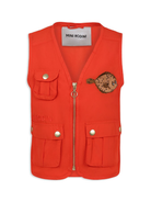 Gilet con tasche per bambino Mini Rodini rosso con motivo con ricamo 2521010042 RED MINI RODINI KIDS 