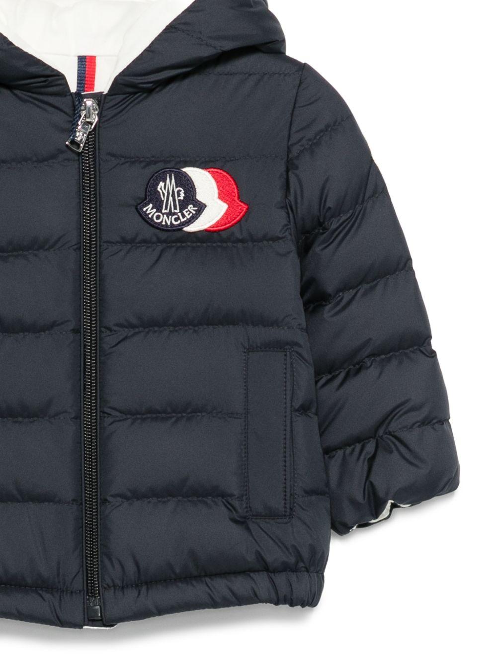 Giubbino per neonato Moncler Enfant blu scuro con cappuccio L19511A00006597X2 77G MONCLER KIDS 