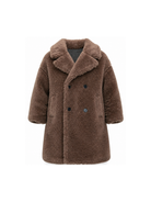 Cappotto per bambina Douuod Kids marrone con texture teddy DZ2P40 Z3949 347 DOUUOD KIDS 