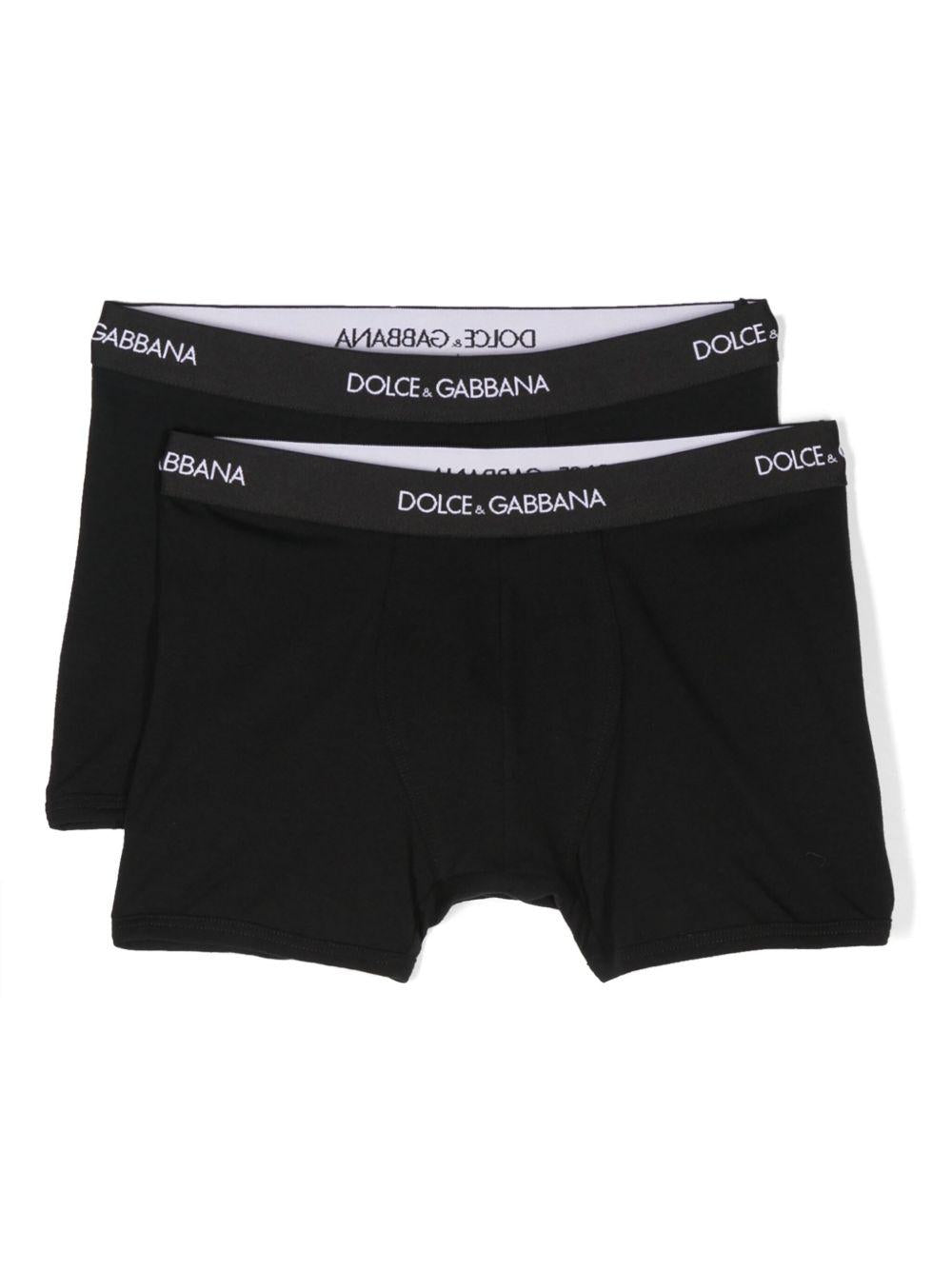 Set di due boxer per bambino Dolce & Gabbana Kids nero con elastico con logo L4J701 ON00G N0000 DOLCE & GABBANA KIDS 