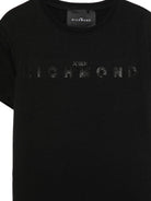 T-shirt per bambini John Richmond Junior nera con logo sul davanti RGP26017TS BLACK JOHN RICHMOND KIDS 