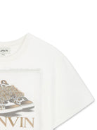 T-shirt per bambino Lanvin Enfant bianco con stampa logo sul davanti N30255 117 LANVIN 