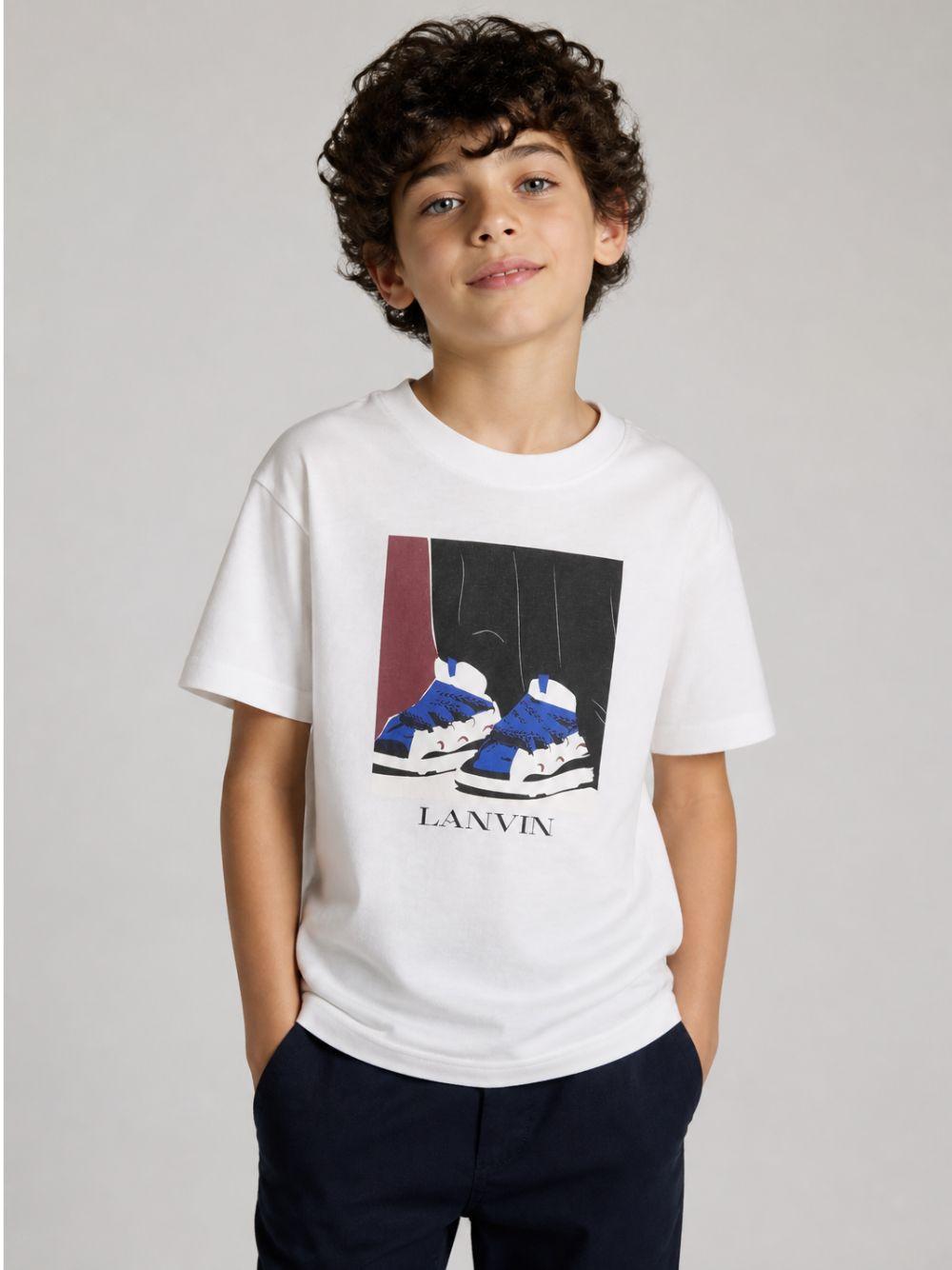 T-shirt per bambino Lanvin Kids bianca con stampa grafica N30427 117 LANVIN KIDS 