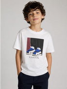 T-shirt per bambino Lanvin Kids bianca con stampa grafica N30427 117 LANVIN KIDS 