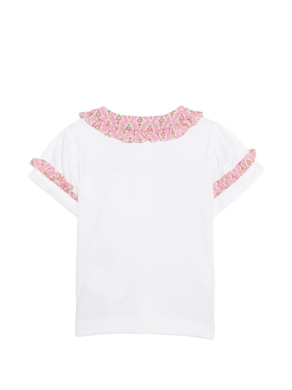 T-shirt per neonata Mariella Ferrari bianca con colletto alla Peter Pan CAR16 ROSA MARIELLA FERRARI KIDS 