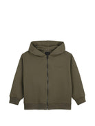 Felpa per bambino Givenchy Kids verde con logo ricamato e zip H31273 653 GIVENCHY KIDS 