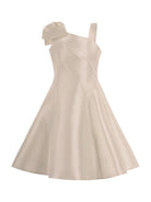 Abito per bambina Monnalisa beige monospalla con fiocco 71G901 7304 0092 MONNALISA KIDS 
