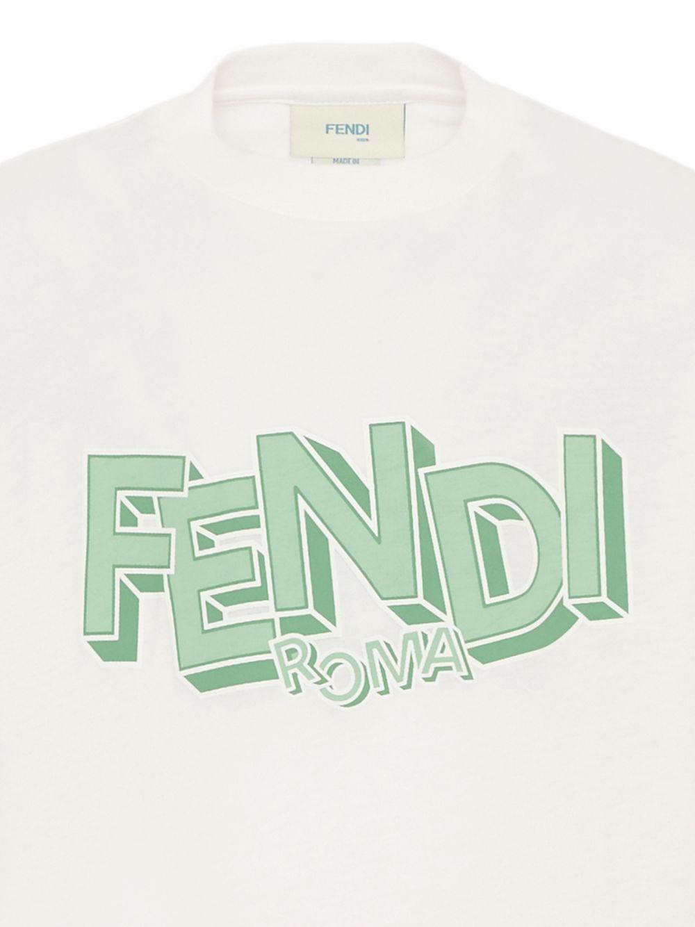 T-shirt per bambino Fendi Kids bianca con stampa logo sul davanti JMI504 7AJ F1UVR FENDI KIDS 
