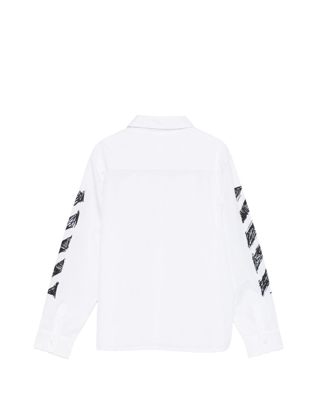 Camicia per bambino Off-White Kids bianca con stampa grafica sulle maniche 44BGA00AS26F001 100 OFF WHITE KIDS 