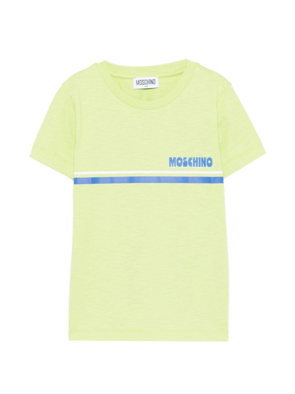 T-shirt per bambino Moschino Kids verde con logo sul davanti HVM058LAA52 30355 MOSCHINO KIDS 