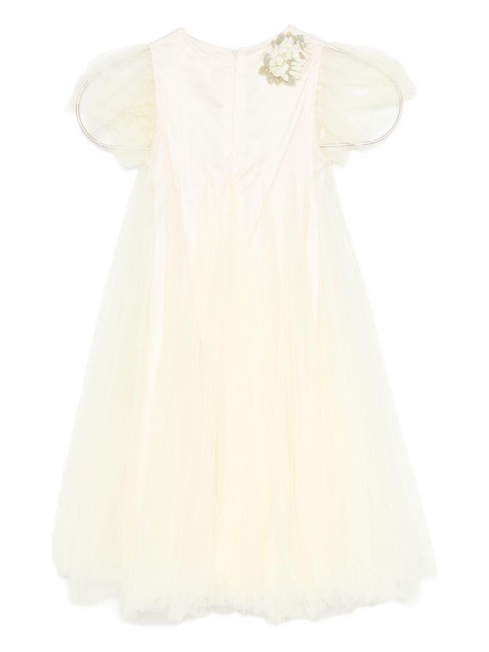 Abito per neonata Maison Ava giallo con applicazioni floreali MA FW25 GL09 YELLOW MAISON AVA KIDS 