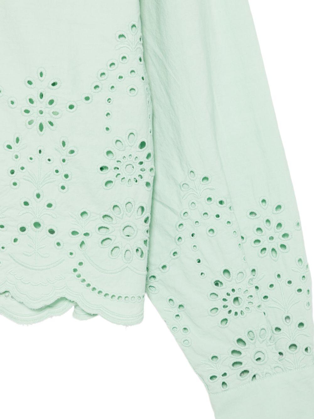Camicia Oriane da donna MC2 Saint Barth verde in sangallo con fondo smerlato ONE0001 00474L MC2 ST. BARTH 