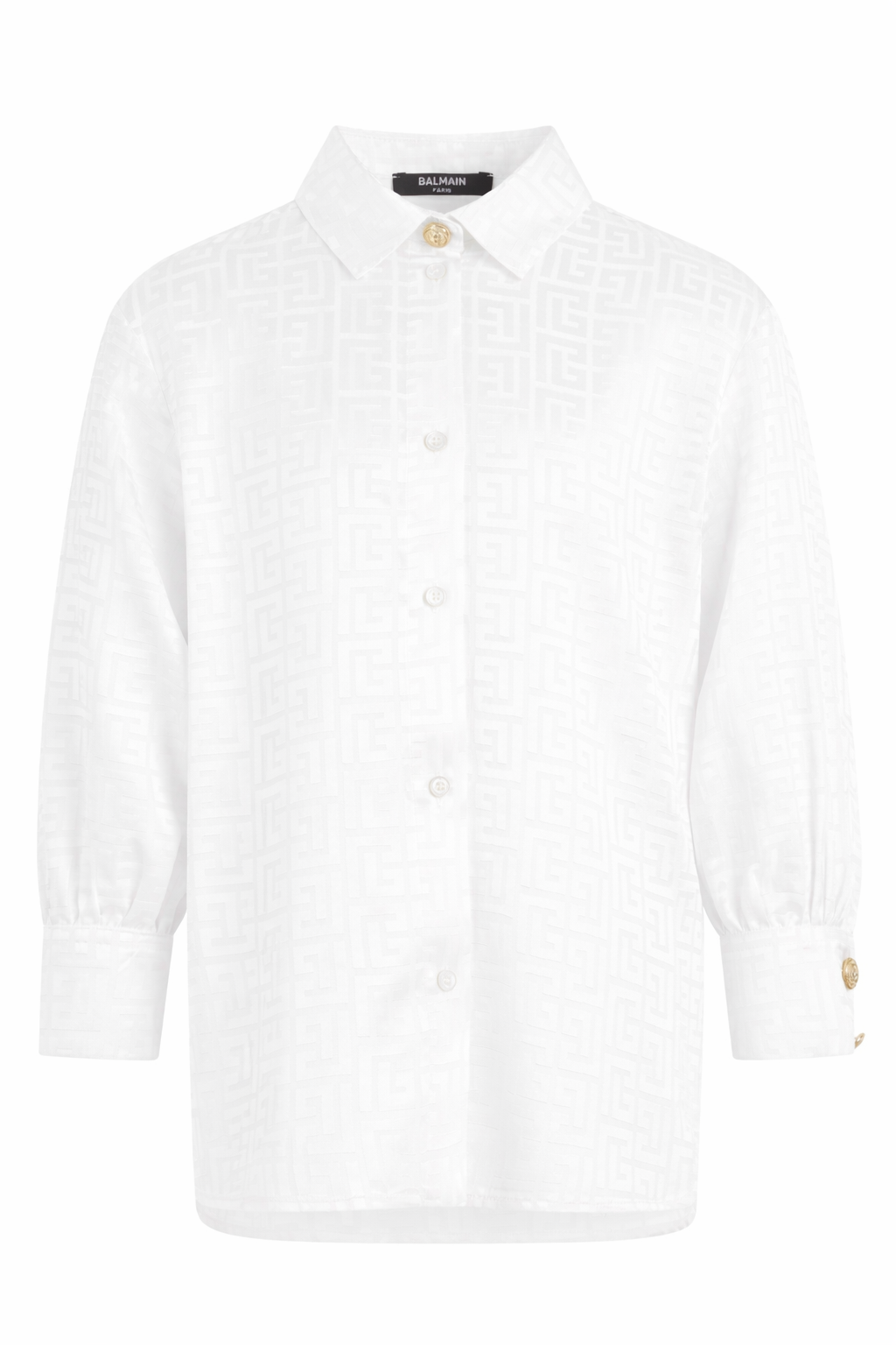 Camicia per bambino Balmain Kids bianca con stampa monogramma all-over BY5A30 S0192 102 BALMAIN KIDS 