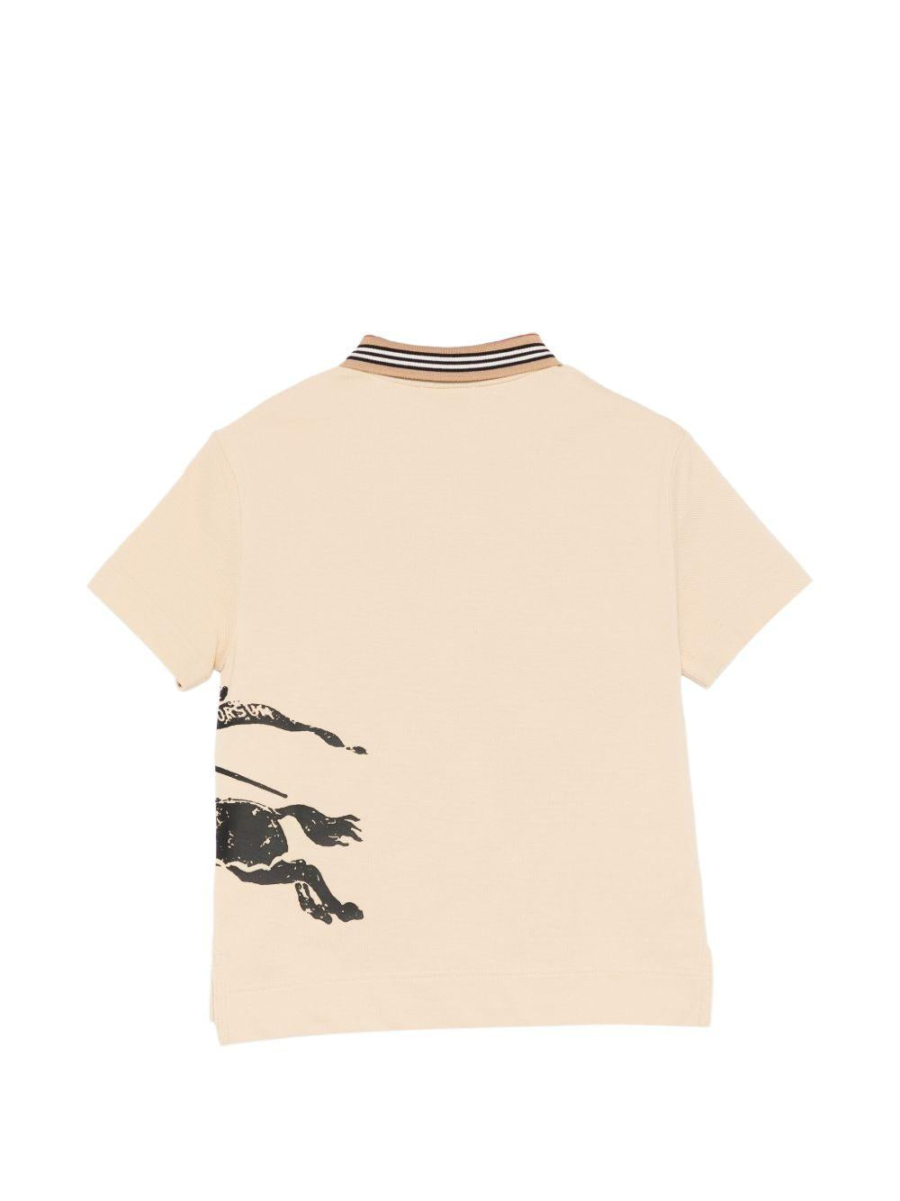 T-shirt per bambino Burberry Kids beige con stampa Equestrian Knight sul davanti 8117884 B9098 BURBERRY KIDS 