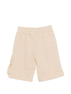 Shorts per bambino Moschino Kids beige con logo sul davanti HUQ02QLCA88 20829 MOSCHINO KIDS 