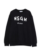 Felpa per bambino MSGM Kids nera con stampa logo S6MSJUSW007 110 MSGM KIDS 