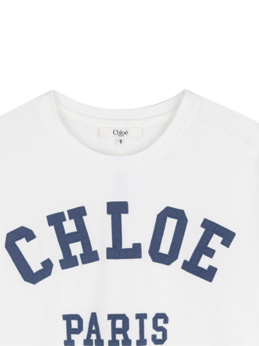 T-shirt per bambina Chloé Kids bianca con logo sul davanti C20862 117 CHLOE' KIDS 