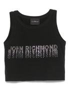 Canotta per bambina John Richmond Junior nero con logo con strass RGP25204CN BLACK JOHN RICHMOND JUNIOR 